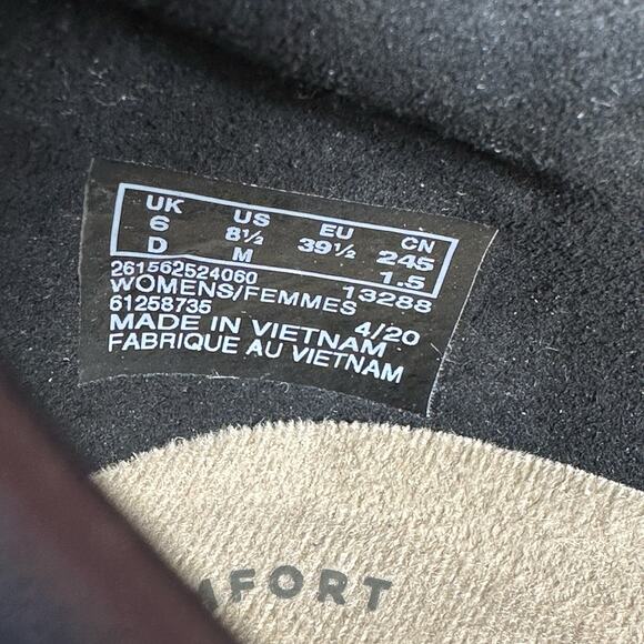 Clarks SHARON GRACIE Womens Size 8.5 Black Leather Tweed Wedge Loafers Shoes - Picture 10 of 10